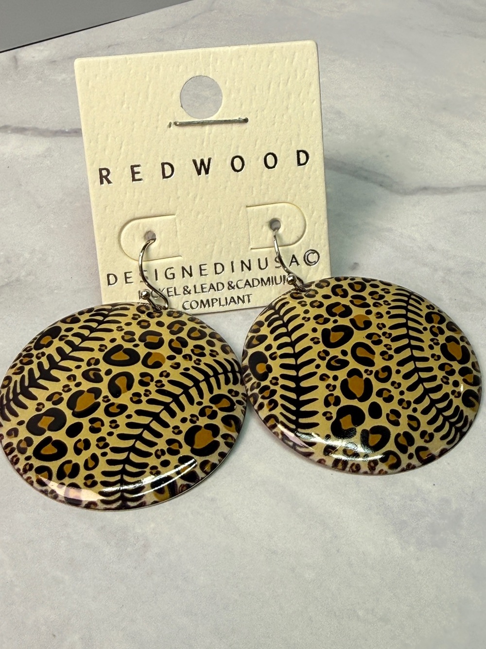 🚨3 for $15🚨 Redwood Leopard Print Baseball Drop Earrings